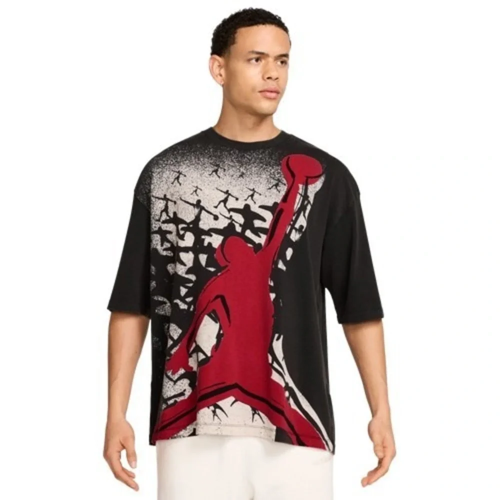 Jordan Reissue Graphic Oversized T-Shirt Men's M Black Gym Red HQ8982-010